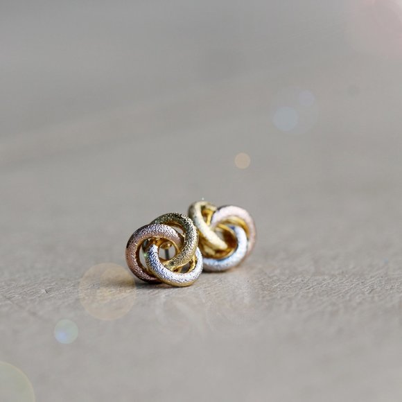 SOLD Gold Knot Earrings Studs Fashion Earrings Studs - Picture 3 of 5